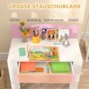 Laste lauakomplekt karukujulise laua ja tooliga, sahtel, roosa, 3–8 aastat