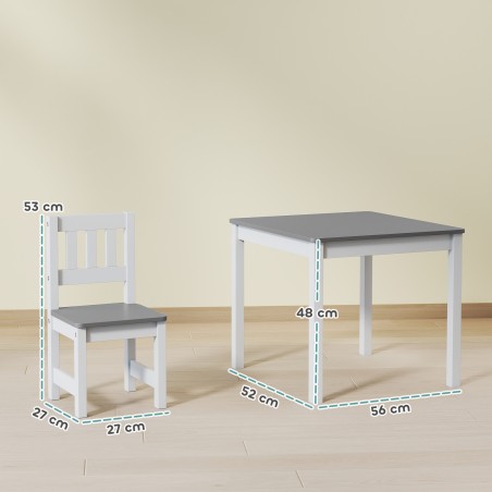 3-osaline laste mööblikomplekt laua ja 2 tooliga, 56 × 52 × 48 cm