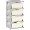 Laste hoiukast 4 suure sahtliga, plastikust, kreemvalge, 37 × 37 × 76 cm