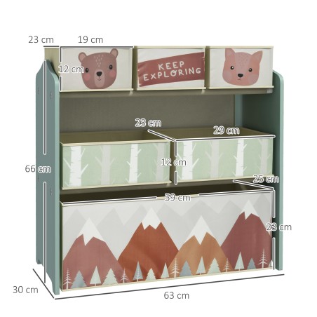 Lastekapp 6 riidest karbiga, roheline, 63 × 30 × 66 cm