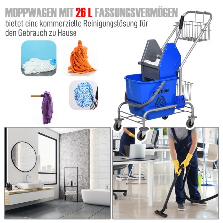 Rullikutega puhastusämber metallkäepidemega, sinine