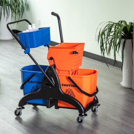 Rullikutega puhastusämber, 26 l, plast ja metall, oranž