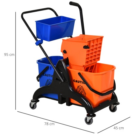 Rullikutega puhastusämber, 26 l, plast ja metall, oranž