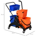 Rullikutega puhastusämber, 26 l, plast ja metall, oranž