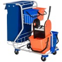 Puhastuskäru 2 × 18 l ja 2 × 6 l ämbriga, mopipressi ja korviga