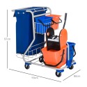 Puhastuskäru 2 × 18 l ja 2 × 6 l ämbriga, mopipressi ja korviga