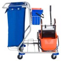 Puhastuskäru 2 × 18 l ja 2 × 6 l ämbriga, mopipressi ja korviga