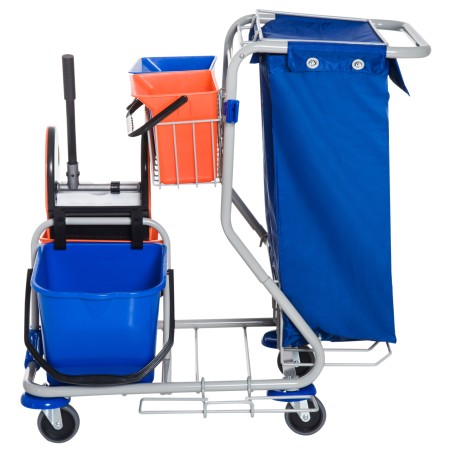 Puhastuskäru 2 × 18 l ja 2 × 6 l ämbriga, mopipressi ja korviga