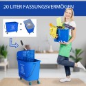 20-liitrine ratastel mopikopp koos pressi ja käepidemega, sinine