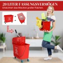 20-liitrine ratastel mopikopp koos pressi ja käepidemega, punane