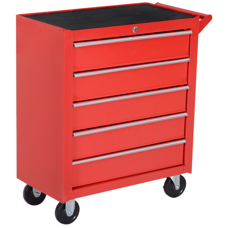 Ratastel terasest tööriistakapp garaaži või kuuri, 69 × 33 × 75 cm, punane
