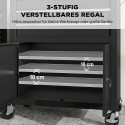 Must ratastel tööriistakapp perforeeritud plaadi ja 3 sahtliga