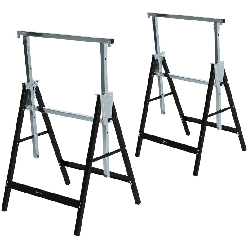 Reguleeritava kõrgusega kokkupandav metallist tööpukk, must, 68 × 56 × 80–130 cm, 200 kg