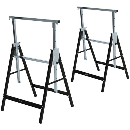 Reguleeritava kõrgusega kokkupandav metallist tööpukk, must, 68 × 56 × 80–130 cm, 200 kg