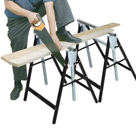 Reguleeritava kõrgusega kokkupandav metallist tööpukk, must, 68 × 56 × 80–130 cm, 200 kg