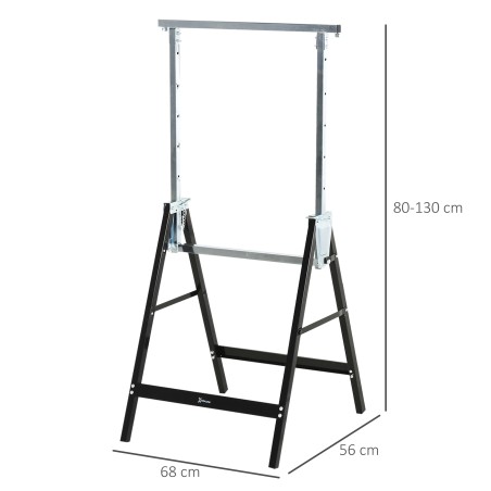 Reguleeritava kõrgusega kokkupandav metallist tööpukk, must, 68 × 56 × 80–130 cm, 200 kg