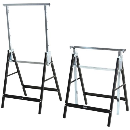 Reguleeritava kõrgusega kokkupandav metallist tööpukk, must, 68 × 56 × 80–130 cm, 200 kg