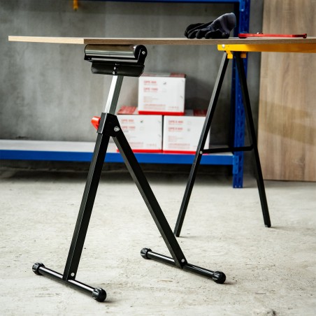 Reguleeritava kõrgusega rullpukk metallist, kandevõime kuni 90 kg, must, 44 × 50 × 68–110 cm