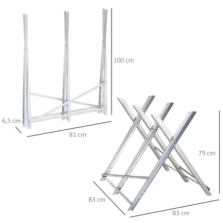 Kokkupandav metallist saepukk küttepuudele, 83 × 83 × 79 cm