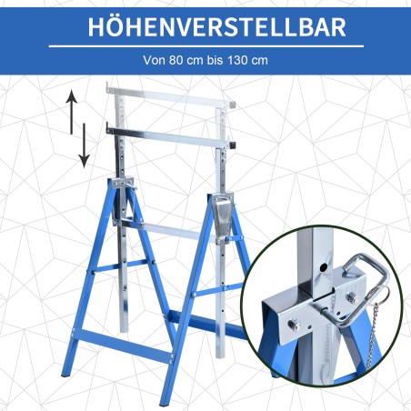 2 kokkupandava terasest tööpuki komplekt, 80–130 cm, kuni 200 kg, sinine