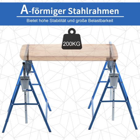 2 kokkupandava terasest tööpuki komplekt, 80–130 cm, kuni 200 kg, sinine