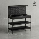 Tööjaam reguleeritavate riiulite, perforeeritud seina ja 2 sahtliga, 122 × 61 × 156 cm, must