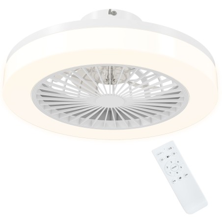 Laeventilaator LED-lambi, 6 kiiruse ja kaugjuhtimispuldiga, valge