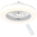Laeventilaator LED-lambi, 6 kiiruse ja kaugjuhtimispuldiga, valge