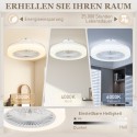 Laeventilaator LED-lambi, 6 kiiruse ja kaugjuhtimispuldiga, valge