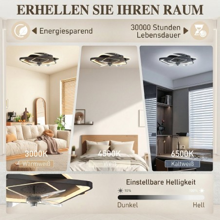 LED-laeventilaator puldi, 6 kiiruse ja 3 värvitemperatuuriga