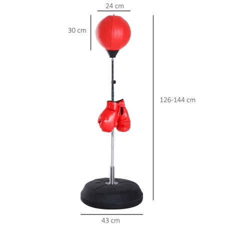 Poksikomplekt reguleeritava kõrgusega poksipalli ja kinnastega, 126–144 cm