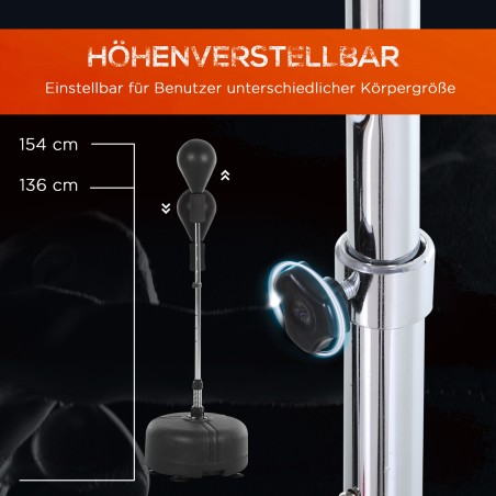 Reguleeritava kõrgusega löögipallikomplekt kinnastega, 136–154 cm, must