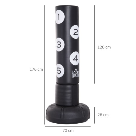 Seisev poksikott statiivi ja plastalusega, 176 cm, must