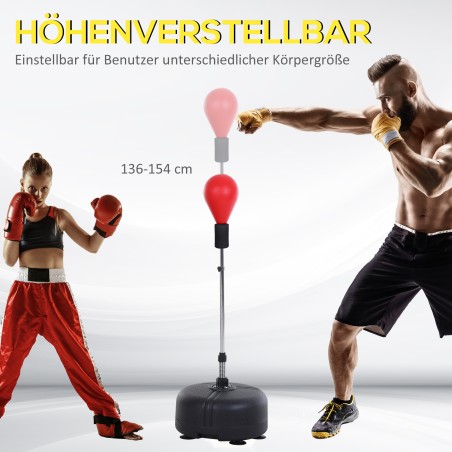 Reguleeritava kõrgusega poksitreeningu komplekt kinnastega, 136–154 cm
