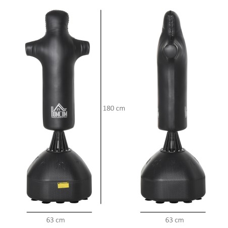Seisev poksikott 180 cm humanoidse disainiga, must