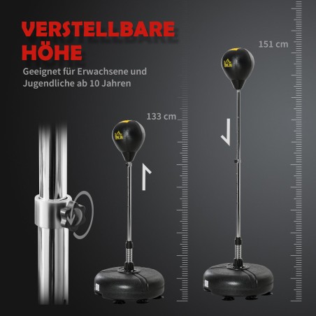 Reguleeritava kõrgusega poksitreeningu komplekt kinnastega, 133–151 cm