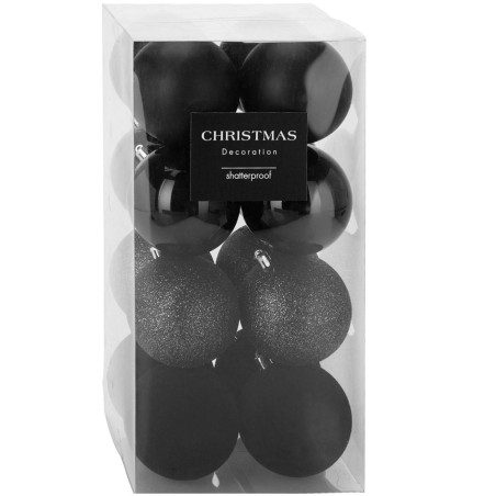 Purunematud mustad jõulukuuse ehted 8 cm 16 tk.