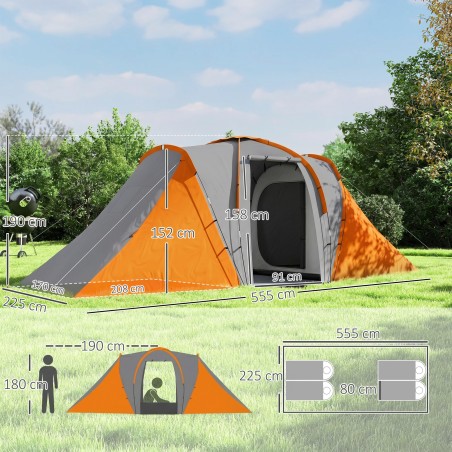 4-kohaline veekindel tunneltelk 2 magamistoa ja elutoaga, hall-oranž