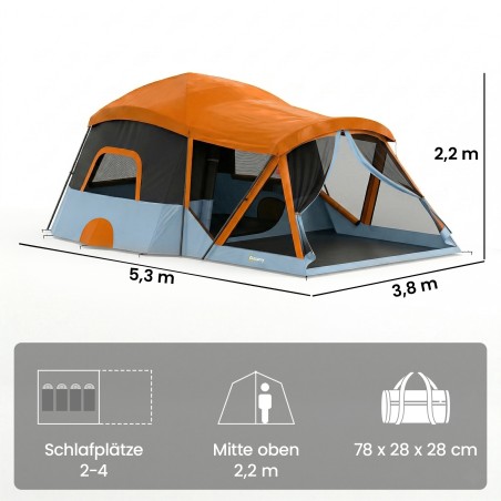 4-kohaline tunneltelk magamistoa, elutoa ja katuseakendega, 3000 mm