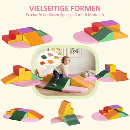 6-osaline pehmete ehitusplokkide komplekt lastele, kunstnahast välimusega