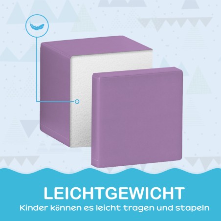 Pehmete ehitusklotside komplekt, 12 kuubikut, kunstnahast kattega