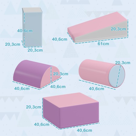 Pehmete vahtplastist ehitusklotside 5-osaline komplekt lastele