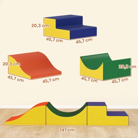 3-osaline väikelaste ronimis- ja roomamiskomplekt, kollane