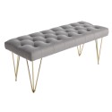 Polsterdatud pink sametise välimusega, metall, hall, 116 × 44,5 × 49 cm