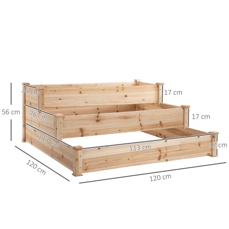 3-astmeline kõrgpeenar kuusepuidust, 120 × 120 × 56 cm