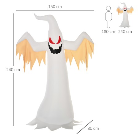 Halloweeni isetäispuhutav LED-valgustusega kummitus, 240 cm, IP44