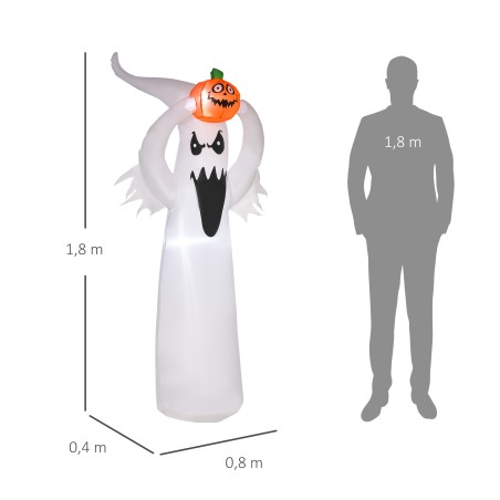 Täispuhutav LED-valgustusega Halloweeni kummitus, 1,8 m