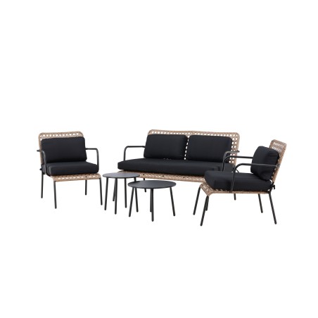Paola Diivanikomplekt - Must teras / Nature Wicker / Black Cushion