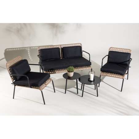 Paola Diivanikomplekt - Must teras / Nature Wicker / Black Cushion