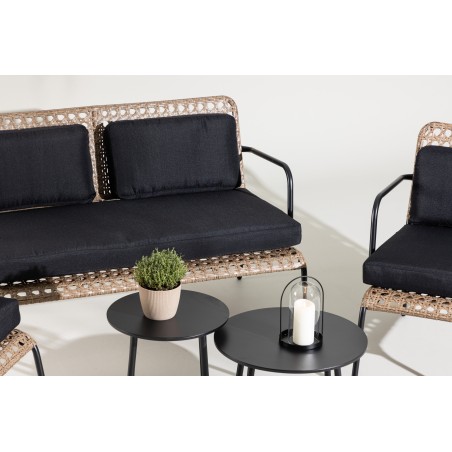 Paola Diivanikomplekt - Must teras / Nature Wicker / Black Cushion